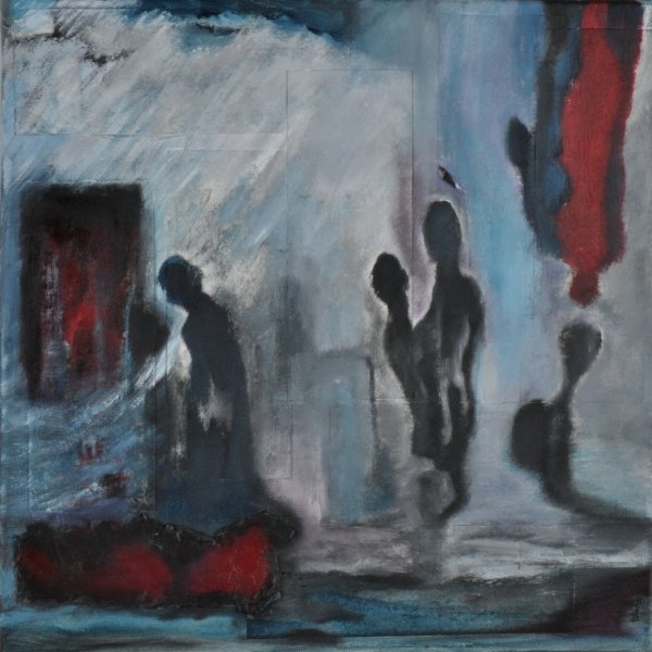 40 x 40 εκ. , μικτή τεχνική σε μουσαμά .